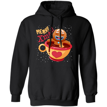 Gingerbread In Coffee Cup, Relaxing Gingerbread, Merry Christmas, Trendy Christmas Pullover Hoodie