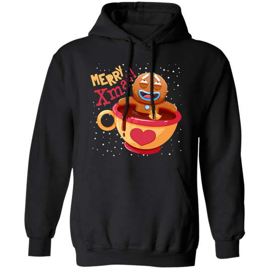 Gingerbread In Coffee Cup, Relaxing Gingerbread, Merry Christmas, Trendy Christmas Pullover Hoodie