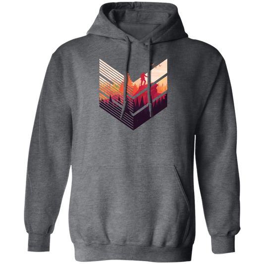 Super Cool, Colorful Hiker, Recognized A Mountain, Colorful Forest And Some Geometric Pullover Hoodie