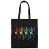Color Splash, Retro Rainbow Color Dancing Skeletons Banjos Canvas Tote Bag