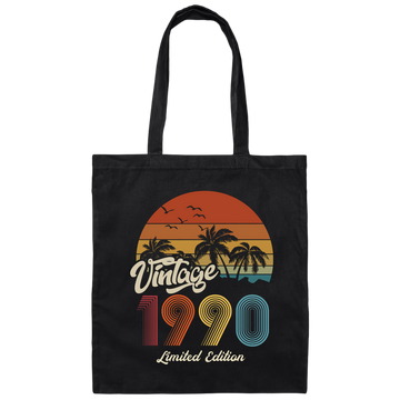 Vintage 1990, 1990 Birthday, 1990 Limited Edition, 1990 Retro Canvas Tote Bag