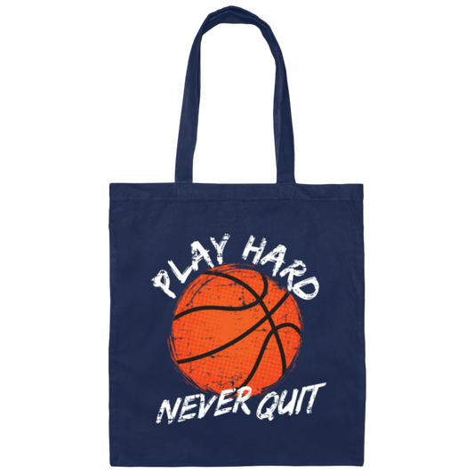 Basketball Play Hard Never Quit, Basketball Referee Canvas Tote Bag