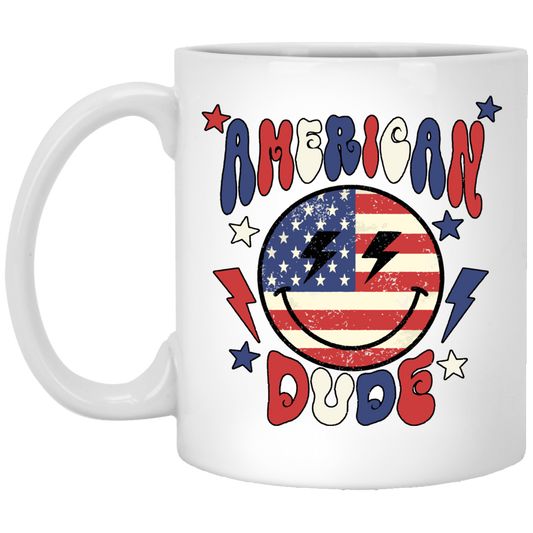 American Dude, Proud Of America, American Smile, Retro American White Mug
