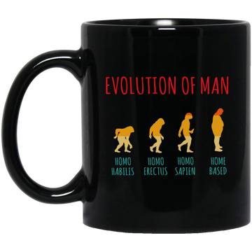 Evolution Of Man, Work From Home, Homeoffice Job, Self Employee, Funny Vintage Black Mug