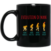 Evolution Of Man, Work From Home, Homeoffice Job, Self Employee, Funny Vintage Black Mug