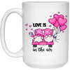 Love Is In The Air, Lovely Gnome, Couple Gnome, Pink Balloons, Valentine's Day, Trendy Valentine White Mug