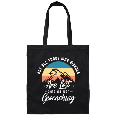 Retro Not All Those Who Wander Are Lost Geocaching Gift Canvas Tote Bag