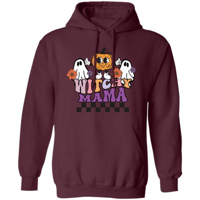 Witchy Mama, Pumpkin And Boos, Spooky Halloween Pullover Hoodie