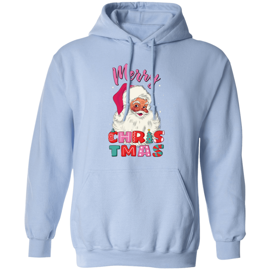 Cute Santa, Pinky Santa, Glance Santa Claus, Santa Face, Merry Christmas, Trendy Christmas Pullover Hoodie