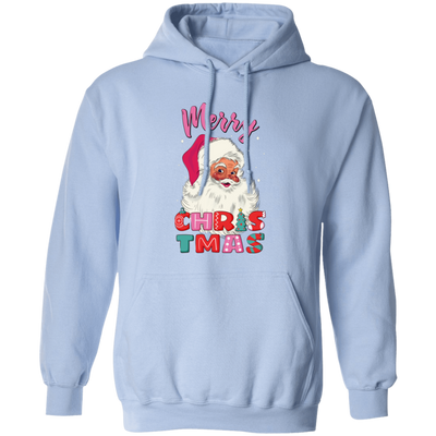 Cute Santa, Pinky Santa, Glance Santa Claus, Santa Face, Merry Christmas, Trendy Christmas Pullover Hoodie