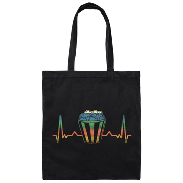 Retro Popcorn Heartbeat Gift Canvas Tote Bag