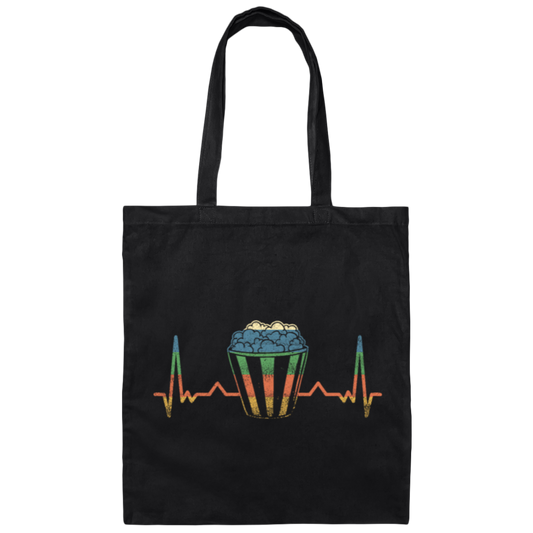Retro Popcorn Heartbeat Gift Canvas Tote Bag