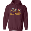 Bee Merry, Cute Bee, Funny Bee, Bee Christmas, Merry Christmas, Trendy Christmas Pullover Hoodie