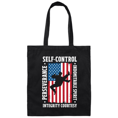 American Taekwondo, Self-Control, Perseverance, Integrity Courtesy, Indomitable Spirit Canvas Tote Bag
