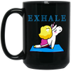 Exhale Unicorn Yoga, Please Exhale, Funny Yoga, Cute Unicorn Do Yoga Black Mug