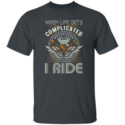 When Life Gets Complicated, I Ride, Retro Rider Unisex T-Shirt
