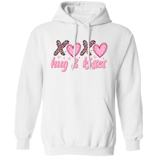 Xoxo, Hug And Kisses, Valentine's Day, Leopard Valentine, Valentine's Day, Trendy Valentine Pullover Hoodie