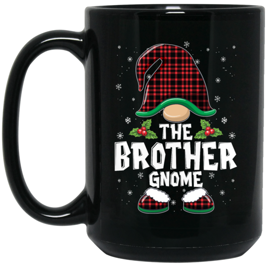 The Brother Gnome Gift For Chritmas, Xmas Cute Gnome Lover Black Mug