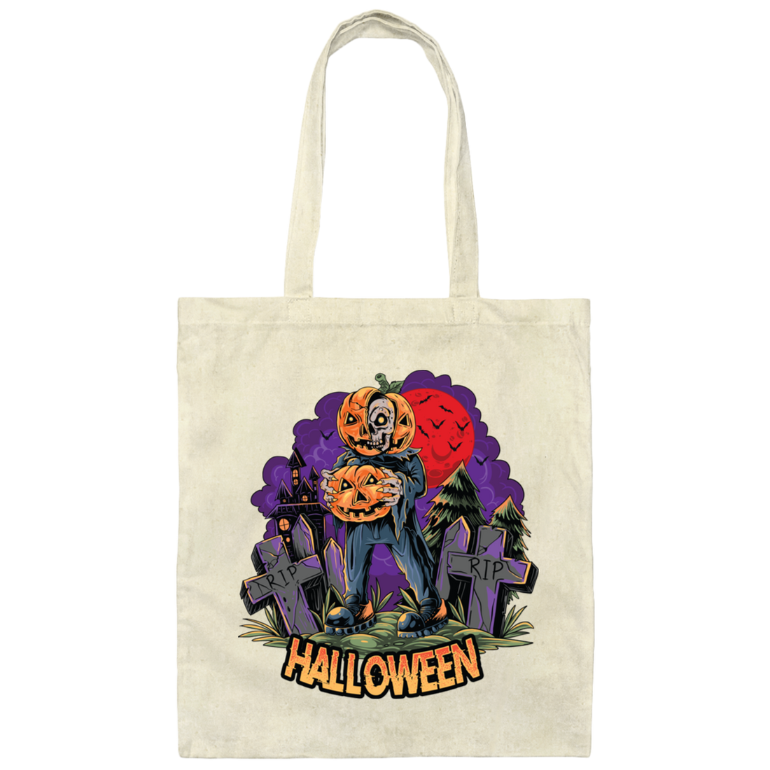Halloween Holiday, Happy Halloween, Horror Night Canvas Tote Bag