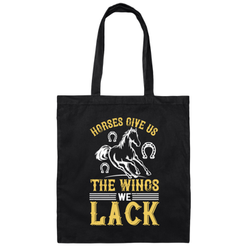 Horse Lover Gift, Horses Give Us The Wings We Lack, Retro Horse Love Gift, Best Horse Canvas Tote Bag