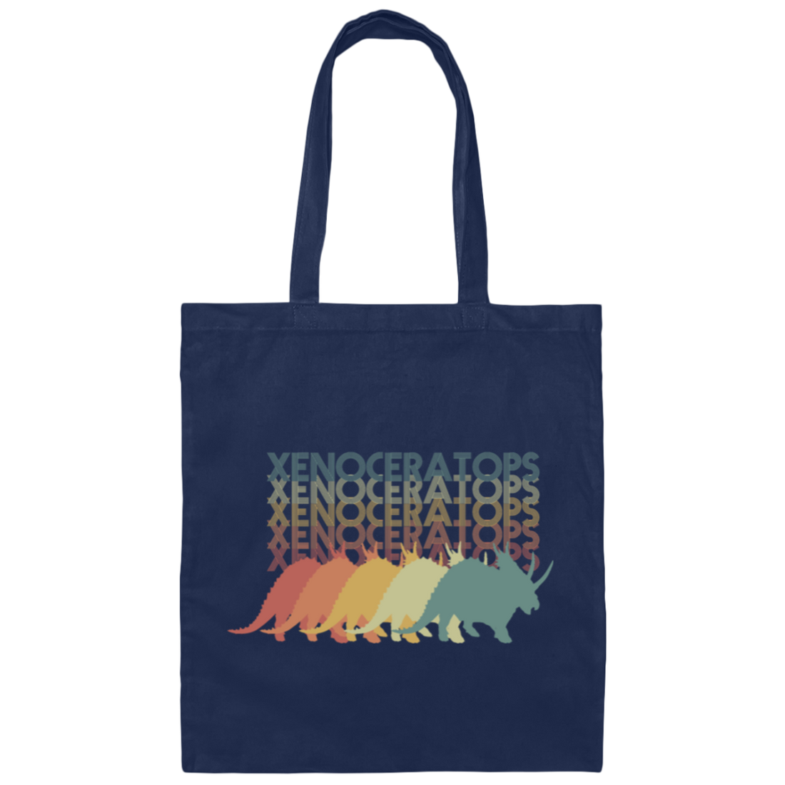 Retro Xenoceratops Silhouettes, Vintage Dinosaurs Canvas Tote Bag