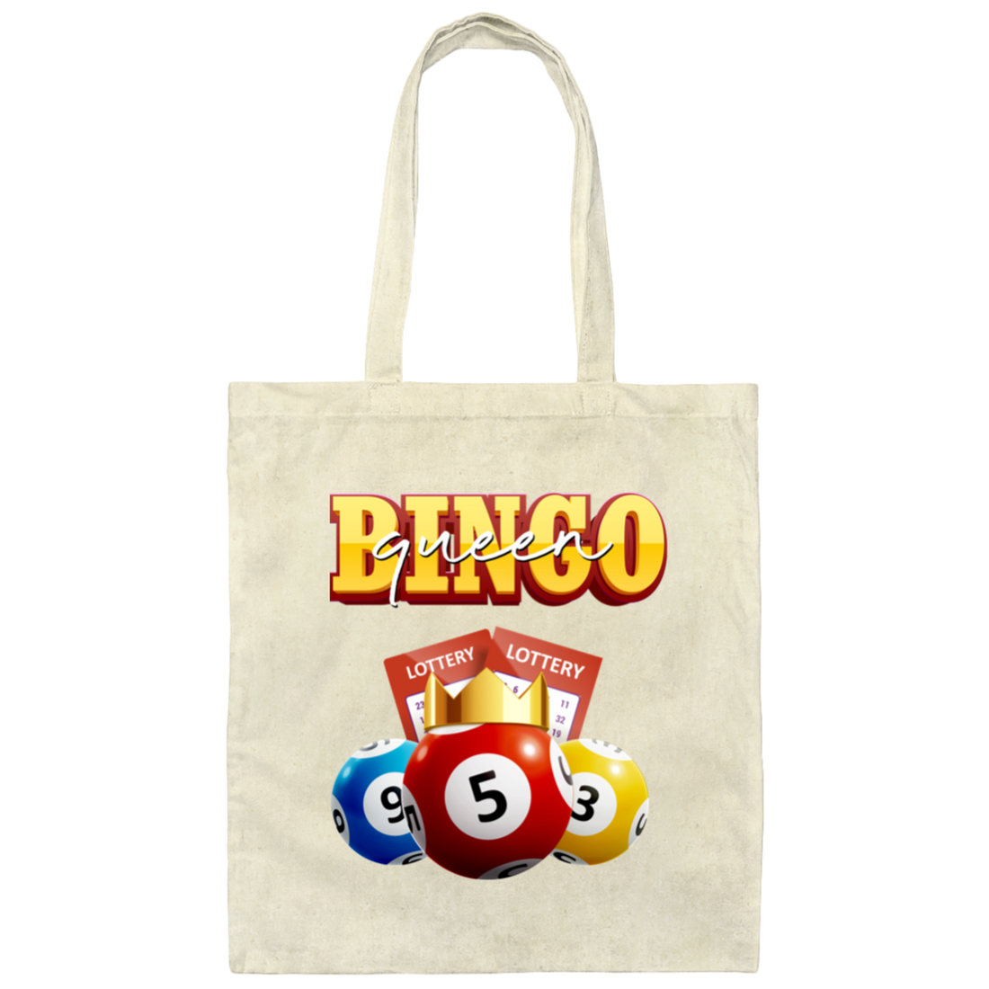 Bingo Queen, Love Bingo, Lottery Ticket, Win Lottery Canvas Tote Bag