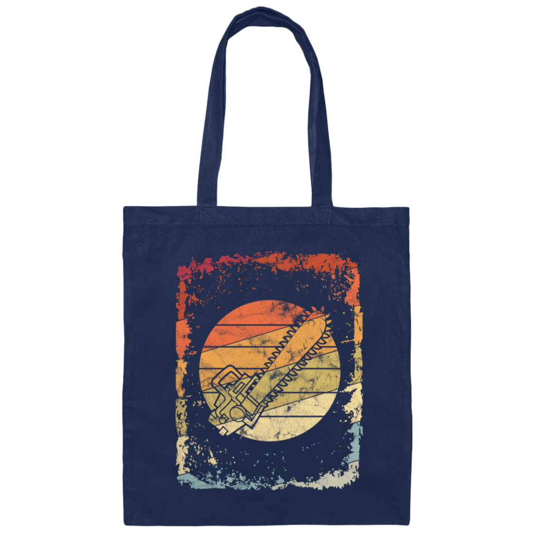 Retro Chainsaw Lumberjack Forester Vintage Canvas Tote Bag