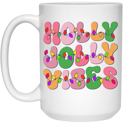 Holly Jolly Vibes, Light Bulb, Xmas Bulb, Holly Jolly White Mug