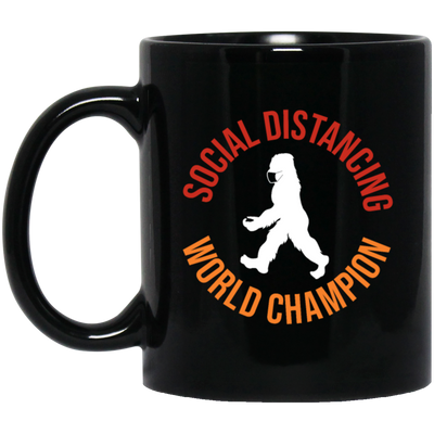 Bigfoot Gift, Social Distancing, World Champion, Retro Bigfoot Black Mug