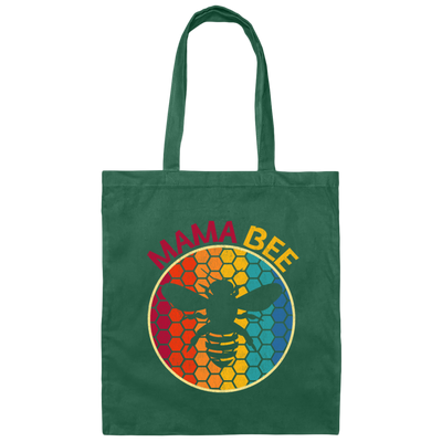 Retro Mama Bee, Bee Lover, Vintage Colorful Bumblebee Gift Canvas Tote Bag