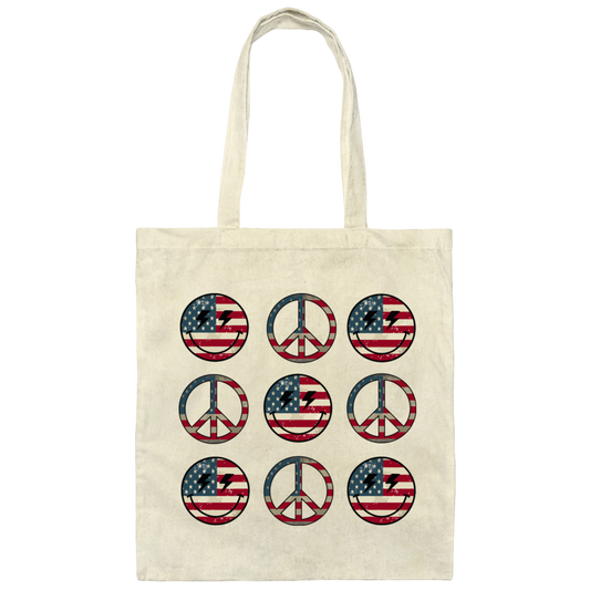 Peace American, Smiley Emotion, Smile America, Peace Smile Canvas Tote Bag
