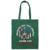 American Flag, Imagine All The People Living Life In Peace, Retro Peace Canvas Tote Bag