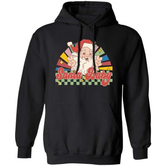 Santa Baby, Santa Claus, Merry Christmas, Groovy Christmas Pullover Hoodie