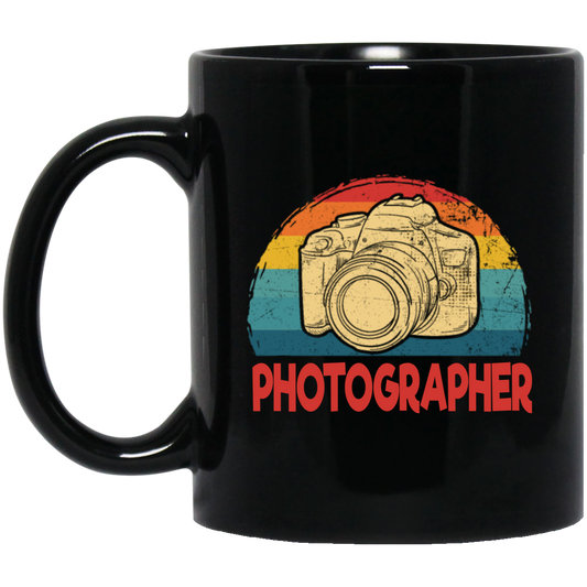 Camera Lover, Photographer Gift, Filmer Retro, Gift For Cameraman Black Mug