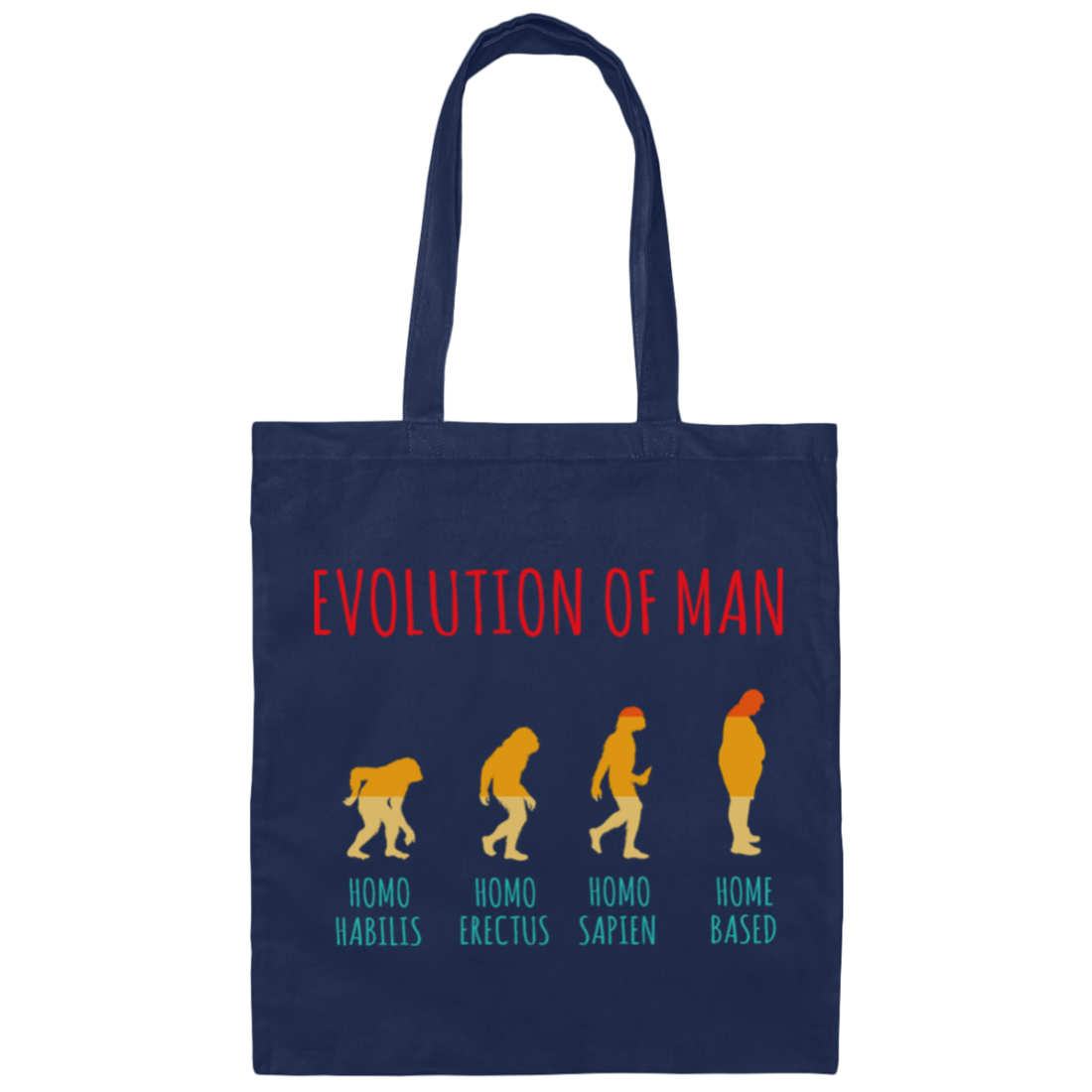 Evolution Of Man, Work From Home, Homeoffice Job, Self Employee, Funny Vintage Canvas Tote Bag