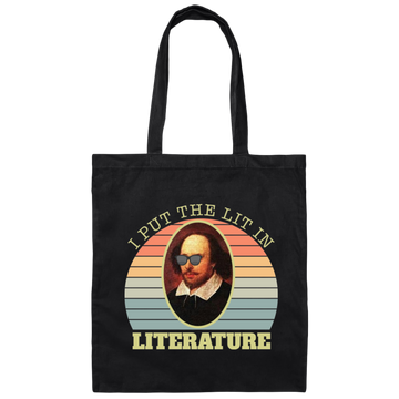 I Put The Lit In Literature, Retro Literature Canvas Tote Bag
