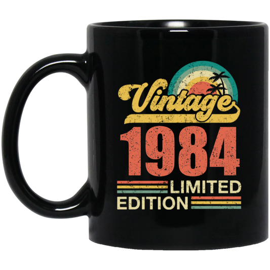 Hawaii 1984 Gift, Vintage 1984 Limited Gift, Retro 1984, Tropical Style Black Mug