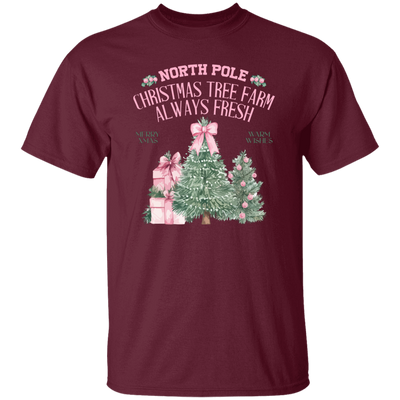 North Pole, Christmas Tree Farm Always Fresh, Merry Xmas, Warm Wishes Christmas Unisex T-Shirt