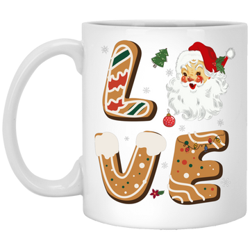 Love Christmas, Love Santa, Merry Christmas, Trendy Christmas White Mug