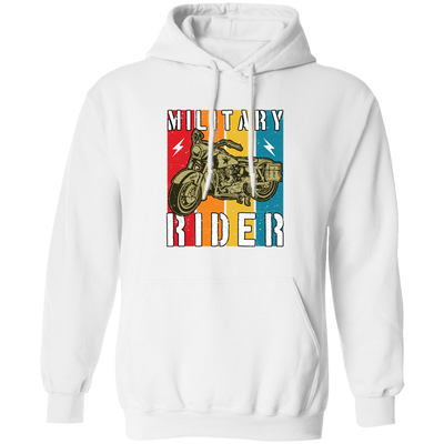 Military Rider, Motorbike, Retro Rider, Vintage Biker Pullover Hoodie