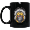 Gorilla Wearing Aztec Headdress, Scare Of Giant Gorilla, Aztec Headdress Black Mug