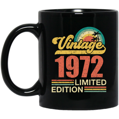 Hawaii 1972 Gift, Vintage 1972 Limited Gift, Retro 1972, Tropical Style Black Mug