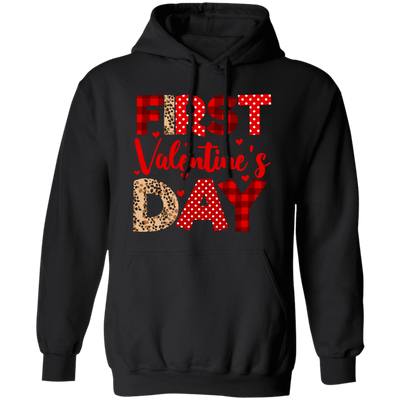 First Valentine's Day, Cute Valentine, Heart Pattern Pullover Hoodie