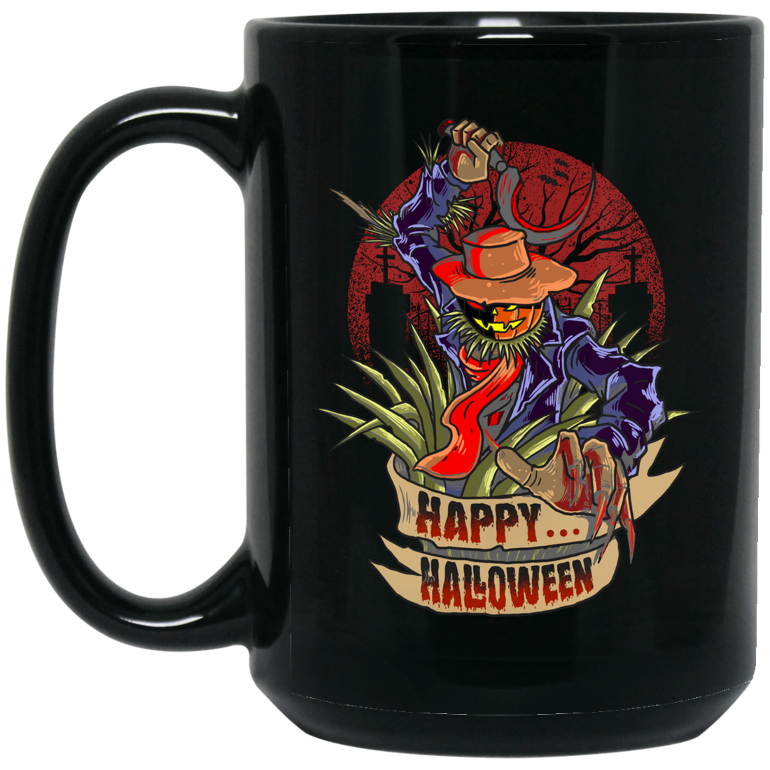 Happy Halloween, Horror Man, Horror Night Black Mug