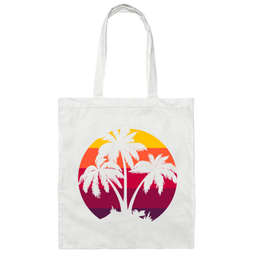 Sunset, Palm And Beach. The Perfect Holiday With Palm Tree Canvas Tote Bag