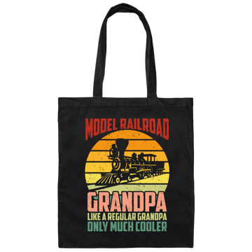 Model Railroad Grandpa, Train Loving Locomotive, Retro Locomotive Canvas Tote Bag