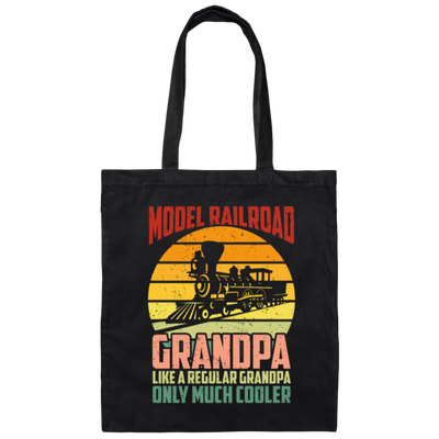 Model Railroad Grandpa, Train Loving Locomotive, Retro Locomotive Canvas Tote Bag