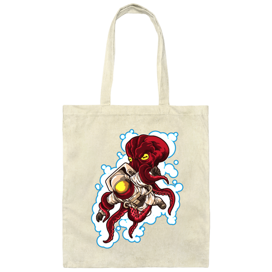 Galaxy Astronaut Fights Octopus, Octopus Love Gift, Love Astronaut Canvas Tote Bag