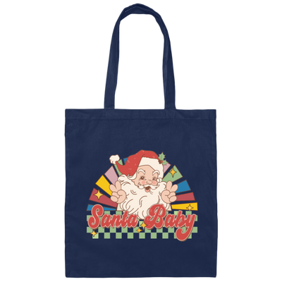 Santa Baby, Santa Claus, Merry Christmas, Groovy Christmas Canvas Tote Bag