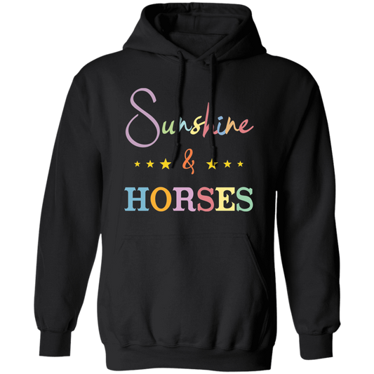 Sunshine And Horses, Groovy Hore, Retro Horse Pullover Hoodie